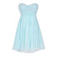 Raindrops on Roses Chiffon Designer Dress in Pale Blue by Minuet